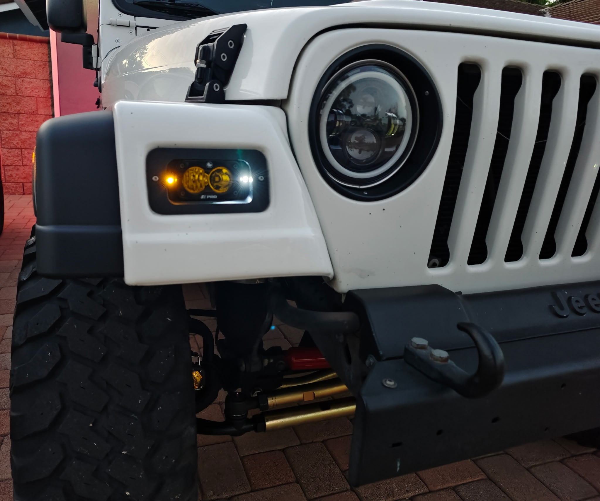 Jeep Wrangler TJ & Unlimited Turn Signal/Parking Light Bracket Set with LED Lights & Harness